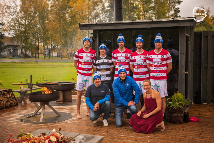 Pictured: VaLePa - Erik Sundberg, Aleksi Mutka, Mikko Oivanen, Olli Kunnari, Mikko Esko, Nira - Kimmo Heikkilä, Kirami - Kalle Pakkala ja maastohiihtäjä Katri Lylynperä.