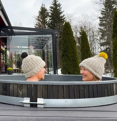 Bathing outdoors is a very welcome counterbalance to a busy family life with children.