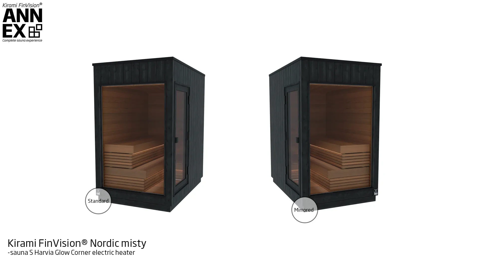 Kirami FinVision® -sauna S Misty, with Harvia Electric heater | Kirami FinVision® Annex
