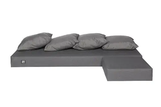 Sofa set cushions (incl. sofa, ottoman and 4 x pillows), grey