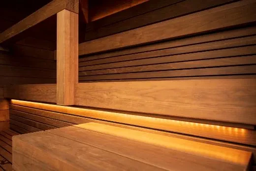 Kirami FinVision® -sauna M Misty - the benches are easy to lift up for cleaning.