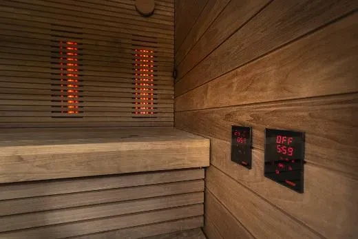 Hybrid sauna with infrared, electric and steam heating – Kirami FinVision® -sauna M Misty | Outdoor sauna